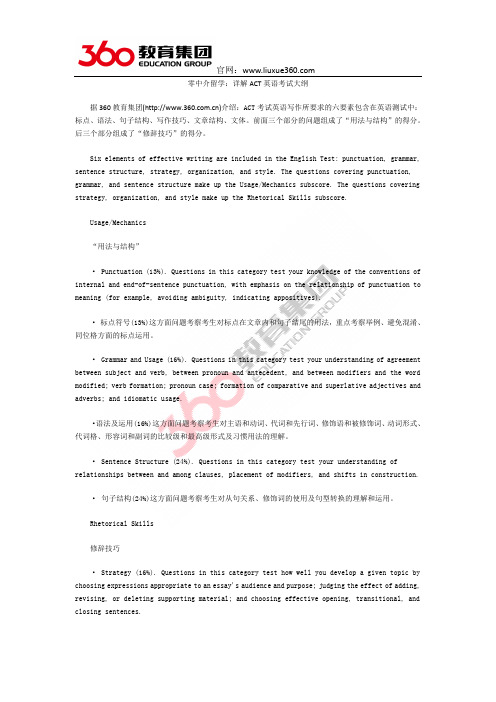 零中介留学:详解ACT英语考试大纲