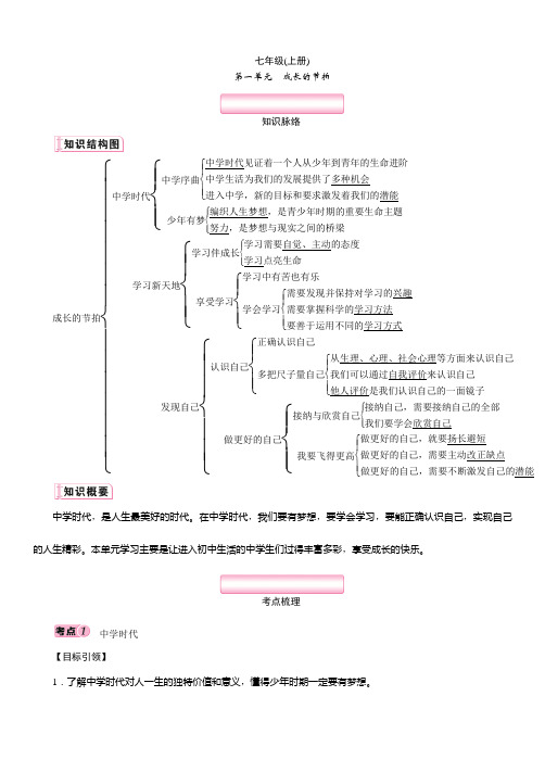 中考专项道德与法制七年级上册第1单元 成长的节拍