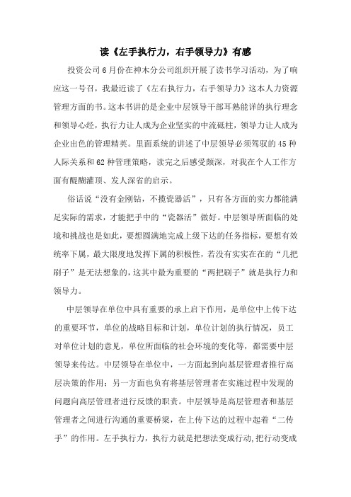 读左右执行力右手领导力有感