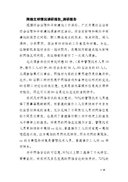 网络文明情况调研报告_调研报告