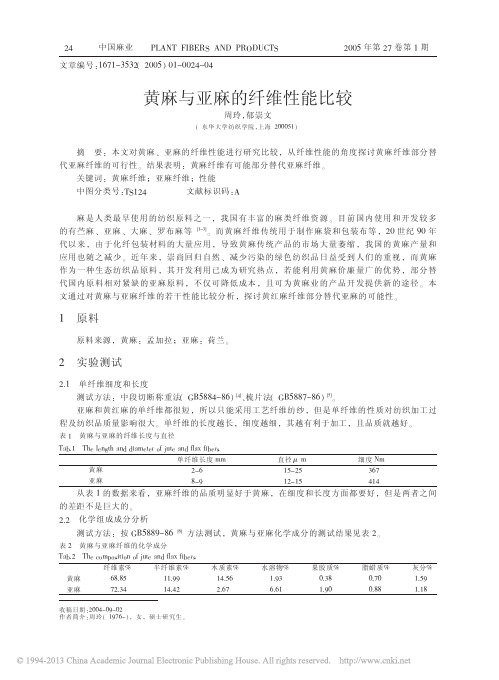 黄麻与亚麻的纤维性能比较_周玲