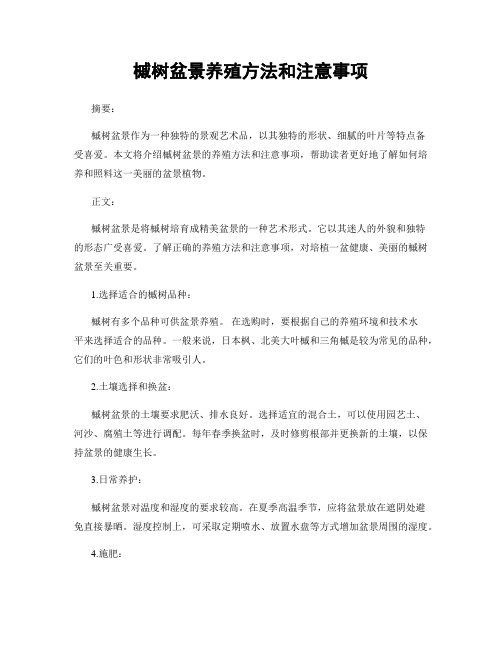 槭树盆景养殖方法和注意事项