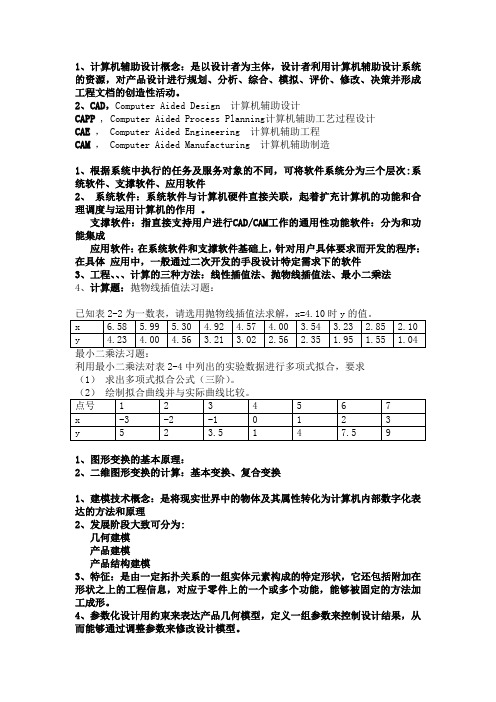 计算机辅助设计  考试知识点 复习资料   高可作品