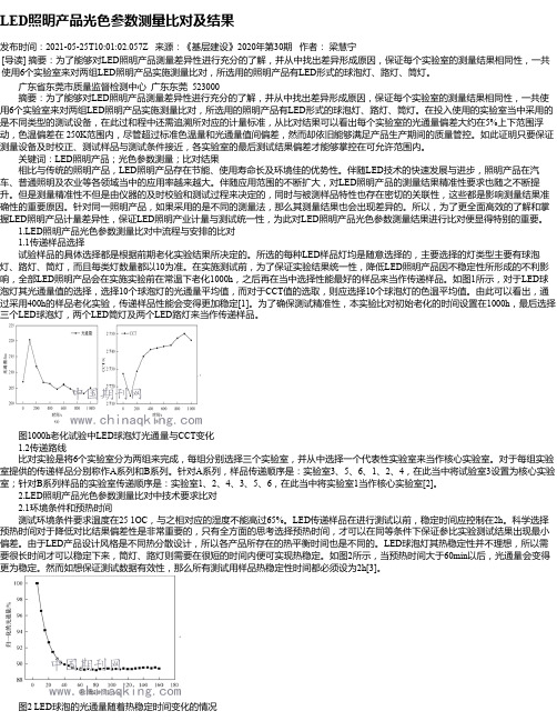 LED照明产品光色参数测量比对及结果