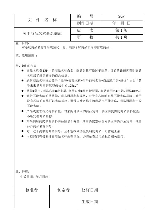 关于网上商品名称命名规范