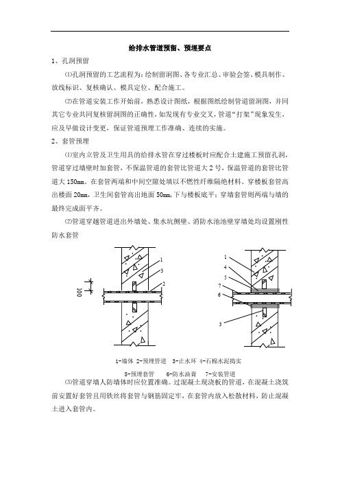 给排水管道预留、预埋要点