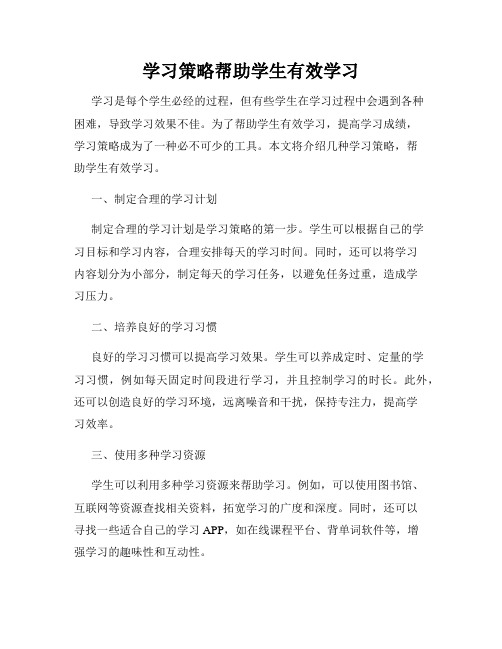 学习策略帮助学生有效学习