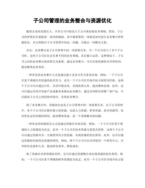 子公司管理的业务整合与资源优化