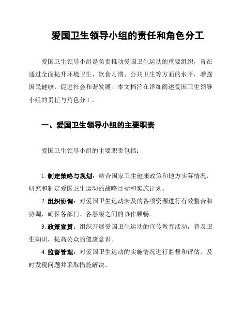 爱国卫生领导小组的责任和角色分工