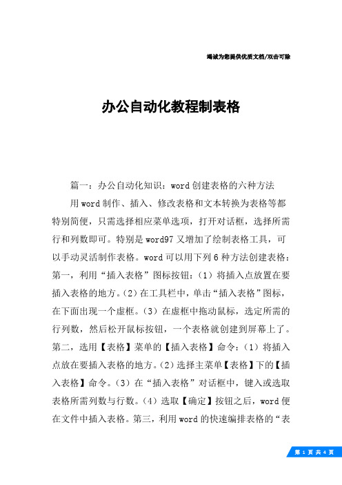 办公自动化教程制表格