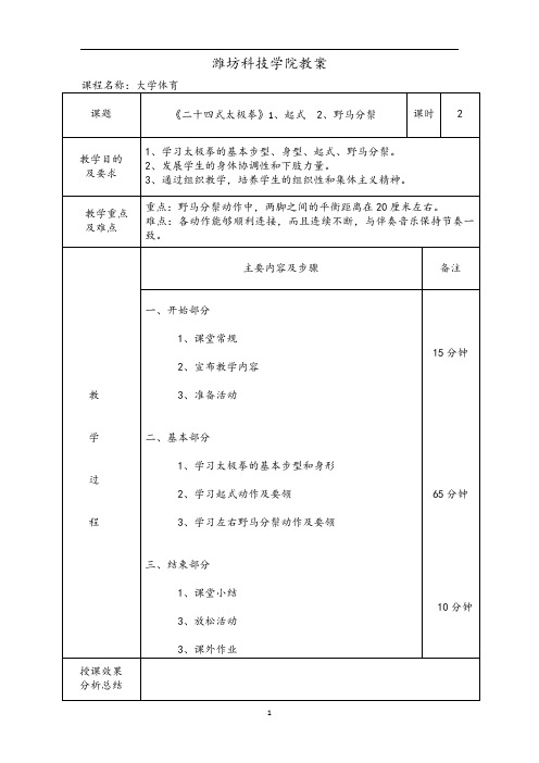 太极拳实践课——教案2