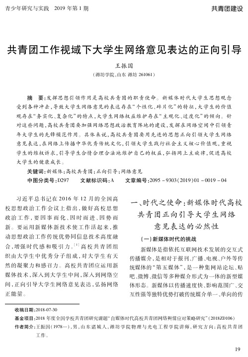 共青团工作视域下大学生网络意见表达的正向引导