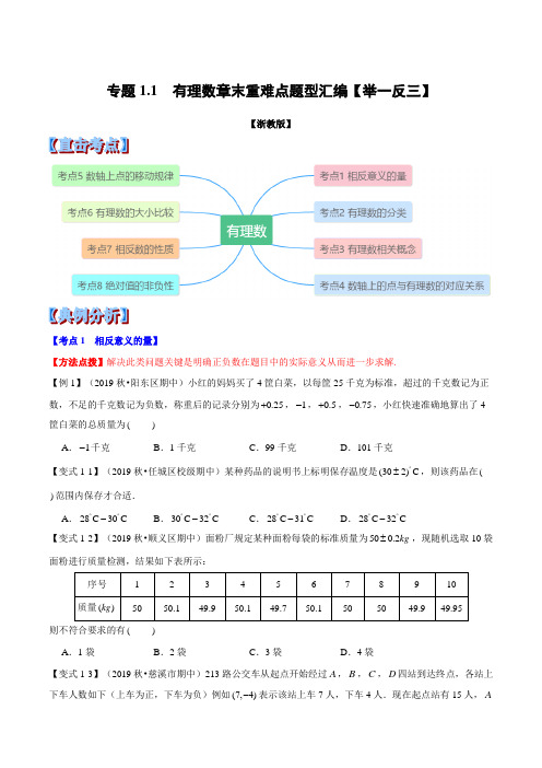 浙教版七年级第一章有理数重难点题型归纳(举一反三)(含解析版)