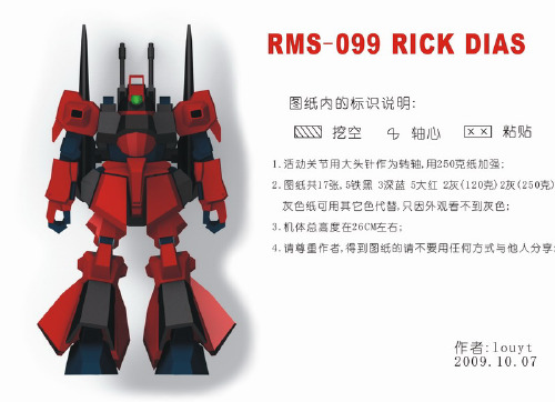 机体装备道具纸模未整理RMS-099利克迪亚斯高达纸模型图纸RMS-099 Rick Dias