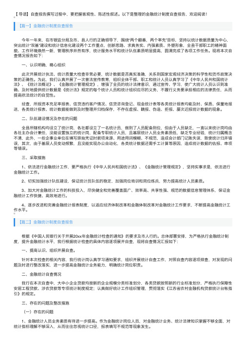 金融统计制度自查报告