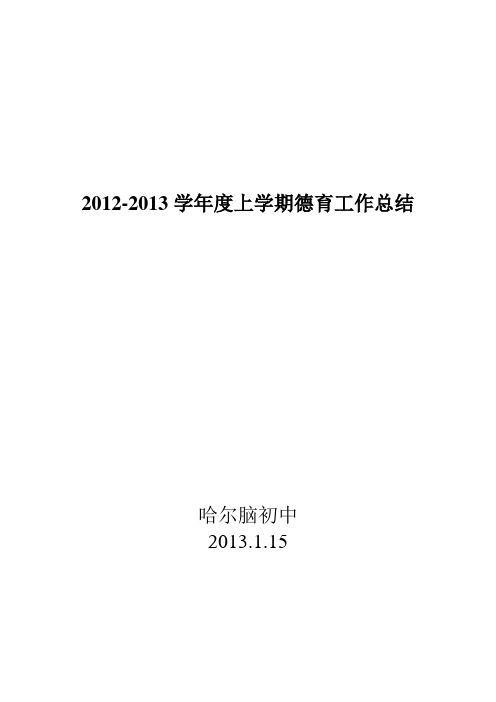 2012-2013学年度上学期德育工作总结