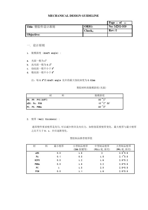 塑胶件设计准则