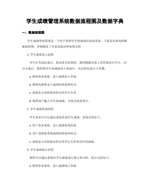 学生成绩管理系统数据流程图及数据字典