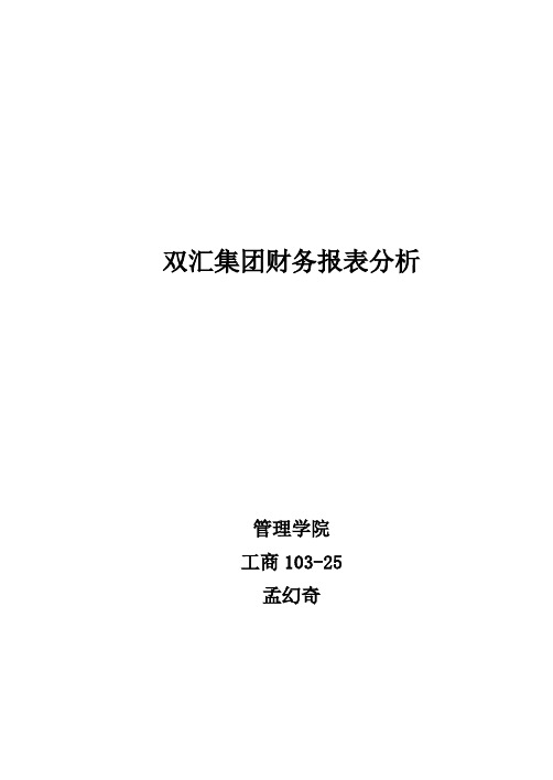 双汇集团财务报表分析