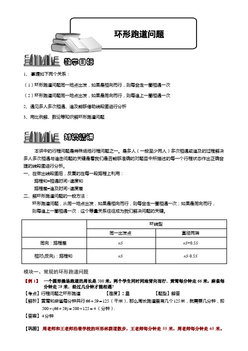 小学奥数  环形跑道问题 精选练习例题 含答案解析(附知识点拨及考点)