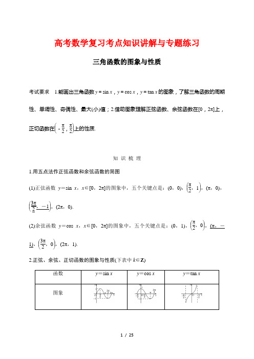 高考数学复习考点知识讲解与专题练习38--- 三角函数的图象与性质