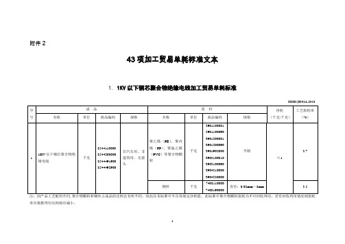 43项加工贸易单耗标准文本-中华人民共和国商务部