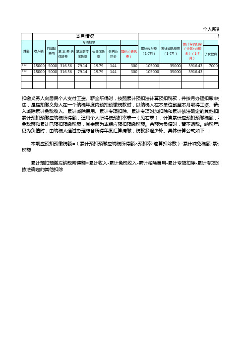 个人所得税计算演示