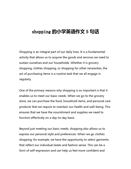 shopping的小学英语作文5句话