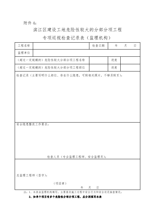 危大工程专项巡视检查记录表