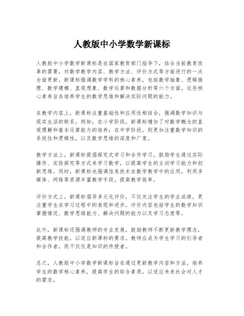 人教版中小学数学新课标