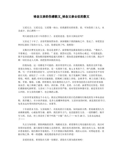 悼念父亲的伤感散文_悼念父亲去世的散文