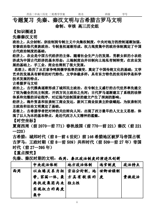 先秦、秦汉文明与古希腊古罗马文明