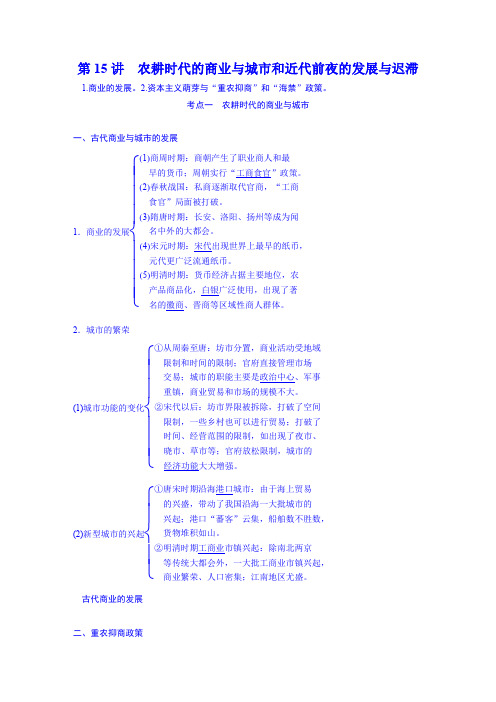 《新步步高大一轮》2016届高三历史(岳麓版)一轮复习导学案第六单元中国古代的农耕经济第15讲