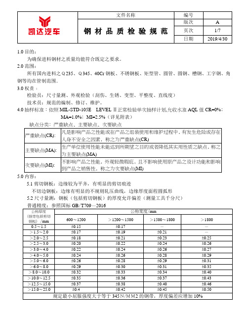 钢材品质检验规范