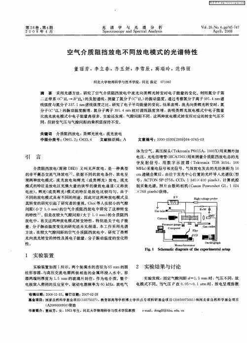 空气介质阻挡放电不同放电模式的光谱特性