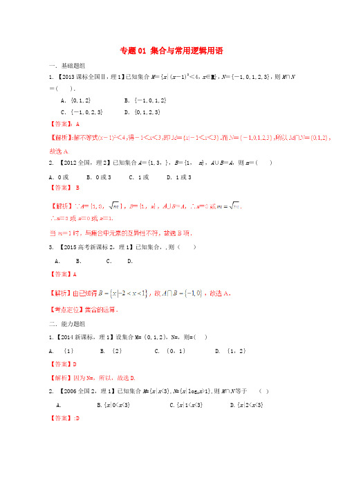 2015年高考数学(新课标Ⅱ版)分项汇编专题01集合与常用逻辑用语(含解析)理