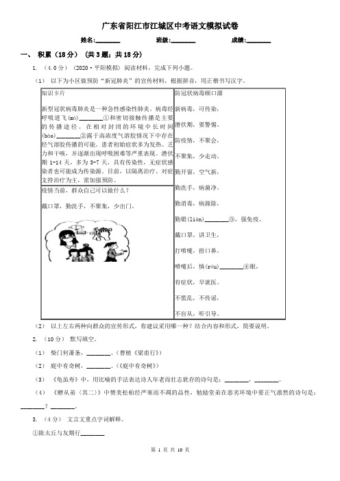 广东省阳江市江城区中考语文模拟试卷