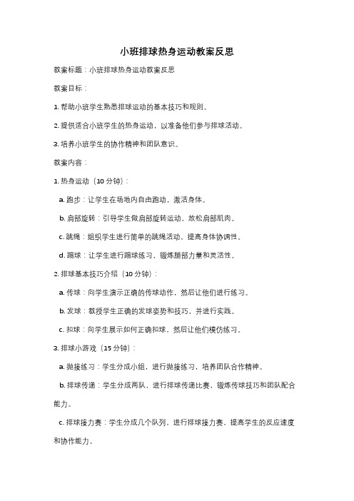 小班排球热身运动教案反思