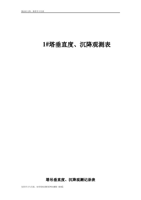 最新塔吊垂直度、沉降表