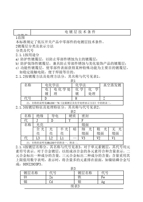 电镀层技术条件