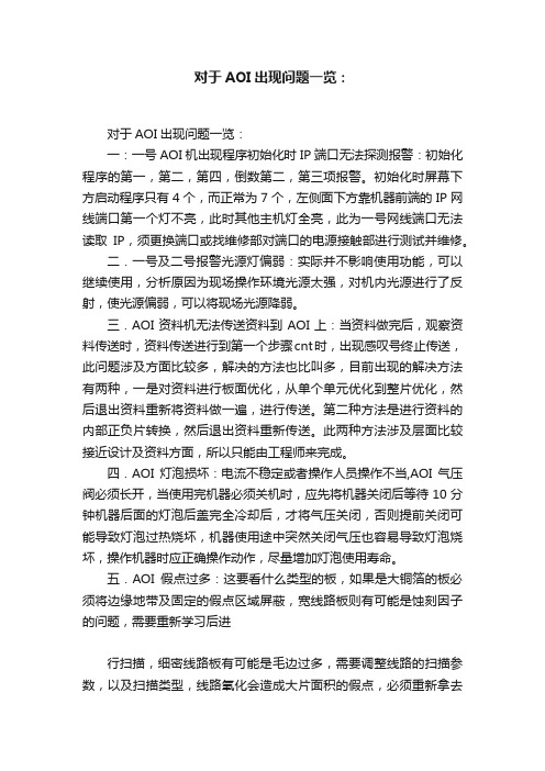 对于AOI出现问题一览：