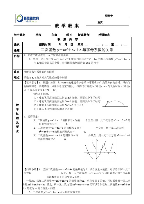 二次函数与字母系数的关系