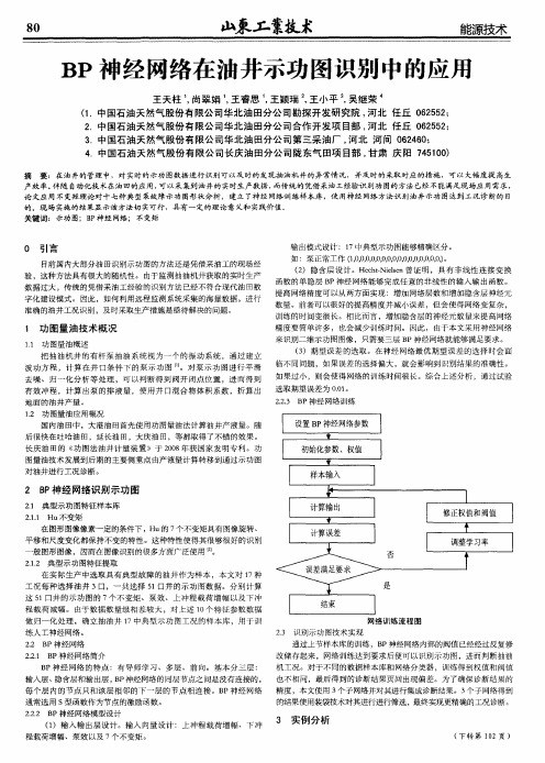 BP神经网络在油井示功图识别中的应用