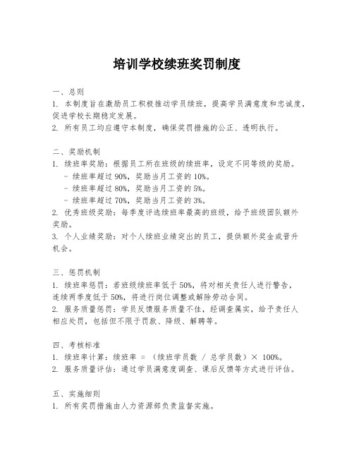 培训学校续班奖罚制度