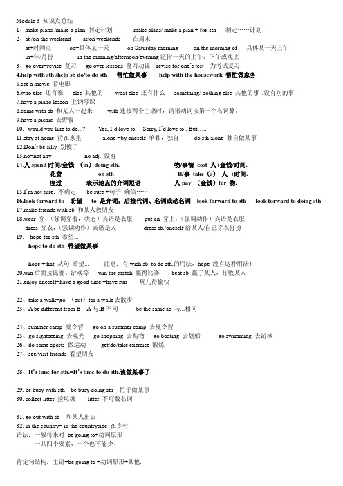 外研版七年级下Module-3-知识点总结