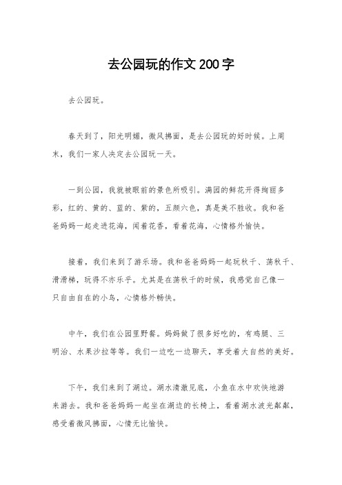 去公园玩的作文200字