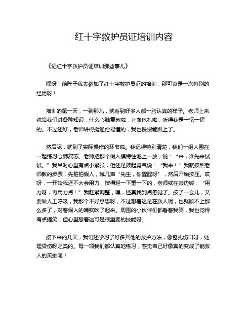 红十字救护员证培训内容