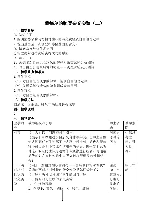 新人教版必修2高中生物孟德尔的豌豆杂交实验(二)1