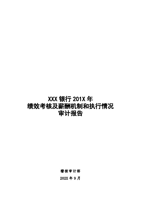 绩效考核及薪酬机制和执行情况审计报告模板