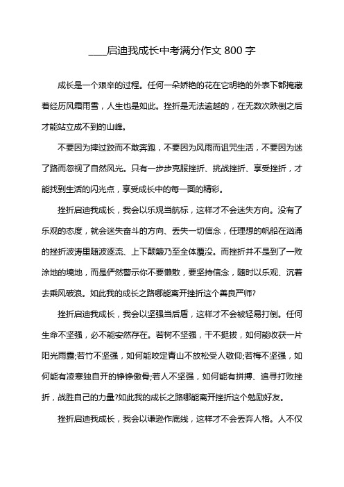 ____启迪我成长中考满分作文800字